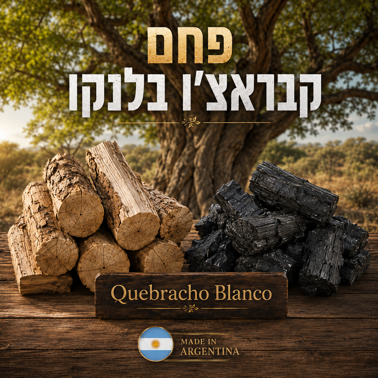 פחם קברצ'ו בלנקו (Quebracho Blanco) – 5kg פחם קברצ'ו בלנקו (Quebracho Blanco) – 5kg
