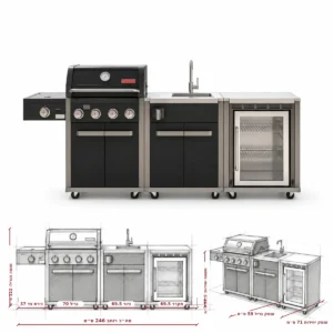 מטבח חוץ Coleman Revolution – גריל 4 מבערים G53233 + יחידת כיור + יחידת מקרר