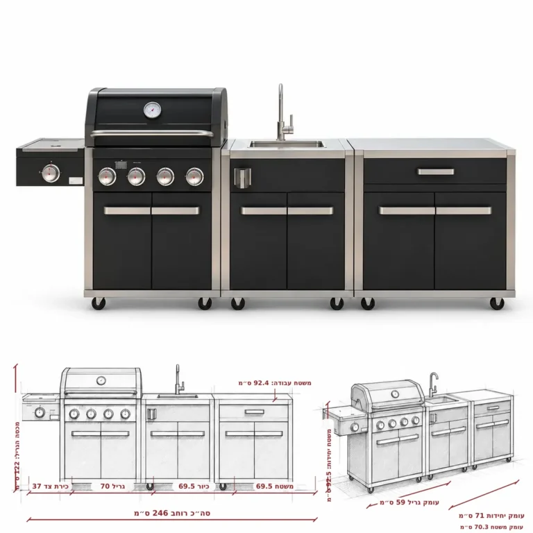 מטבח חוץ Coleman Revolution – גריל 4 מבערים שחור G53230 + יחידת כיור + יחידת אחסון